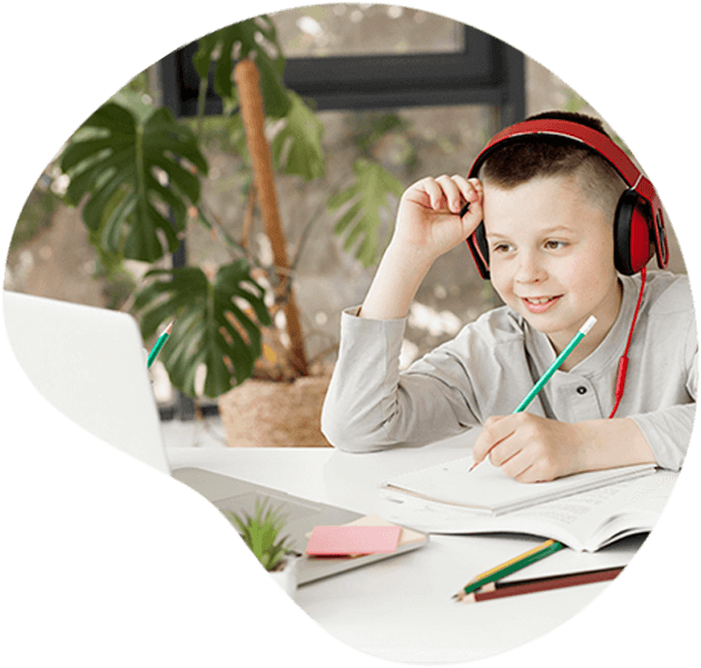 Child learning with headphones at Percept Rehabilitation Center